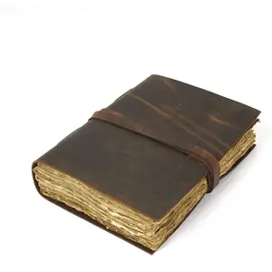 Leather Journal Travel Diary, Handmade Bound Notebook For Men & Women, Antique Finish, Genuine Buffalo Leather- Quality Unlined Paper Perfect for Notes, Art Sketchbook, 7X5 Inches, Brown