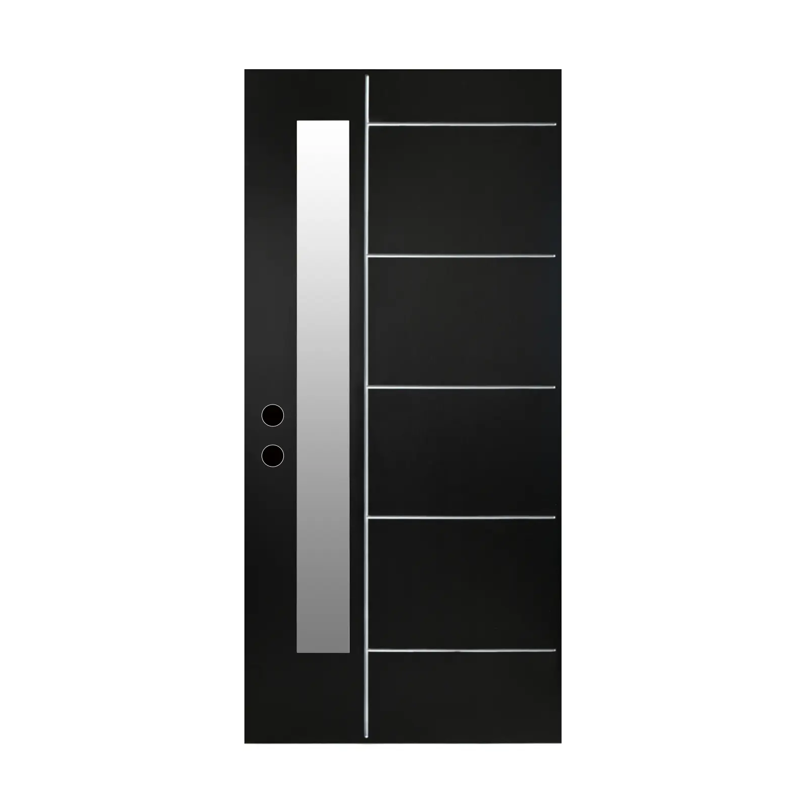 ARCH 36x80 Fiberglass Entry Door Slab - Black Frosted Glass, Modern American Luxury Right-Hand Inswing, Polyurethane Foam Core, Dent Proof, Water Resistant, for Home Outdoor Use