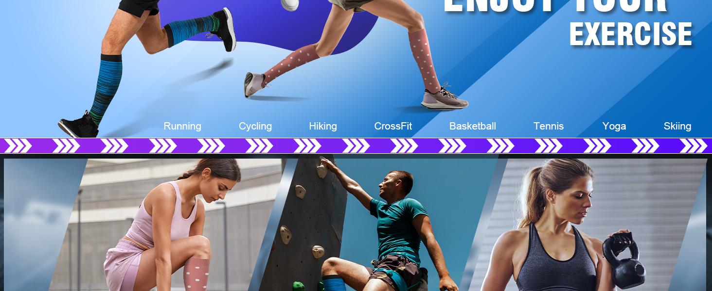 Open Toe Compression Socks Women & Men-3 Pairs 20-30 mmHg Knee High Stockings for Circulation Support