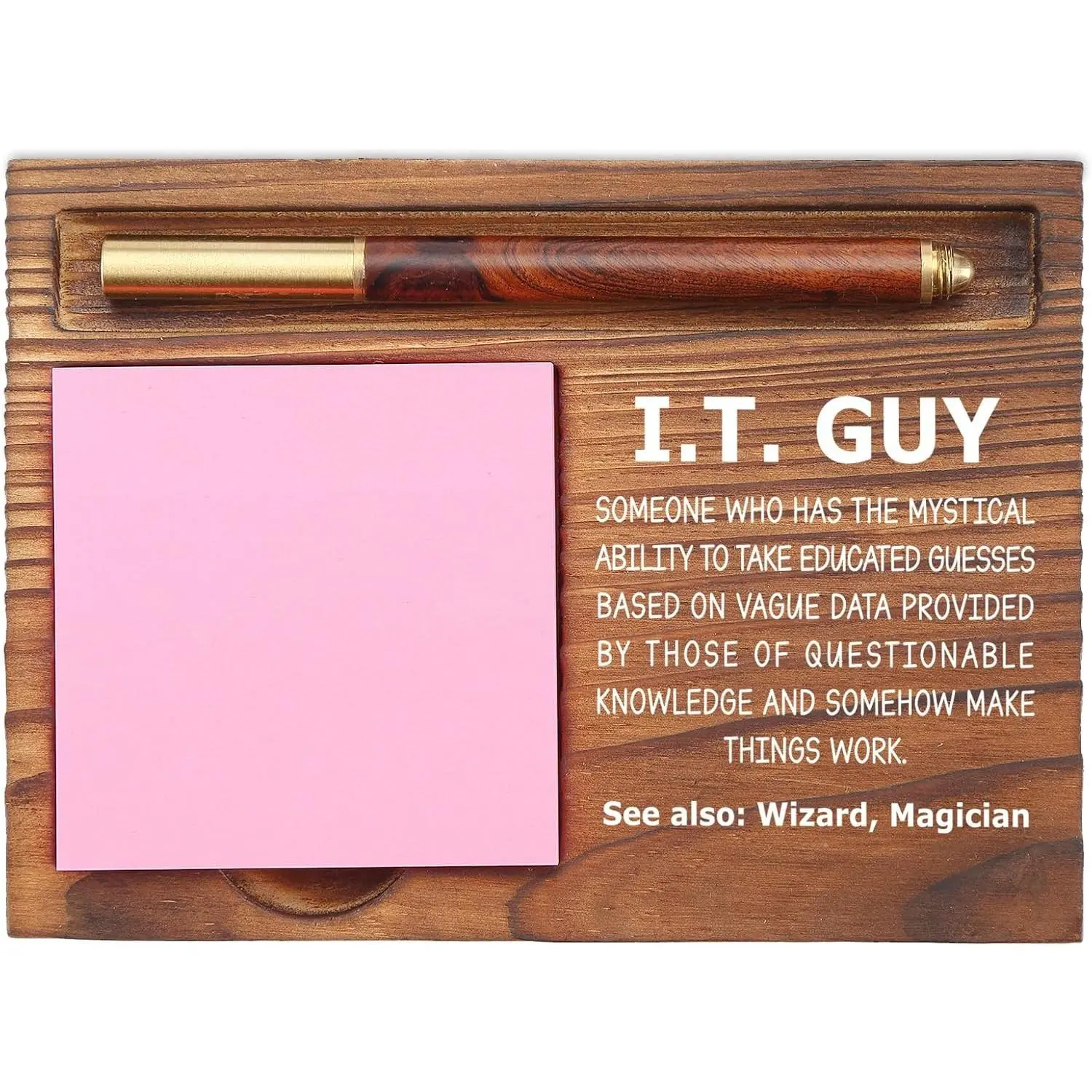 Funny IT Guy Geek Humor Sticky Note Holder - Desk Organizer, Tech Gift for IT Professionals, Programmers, Tech Support Appreciation EDP122