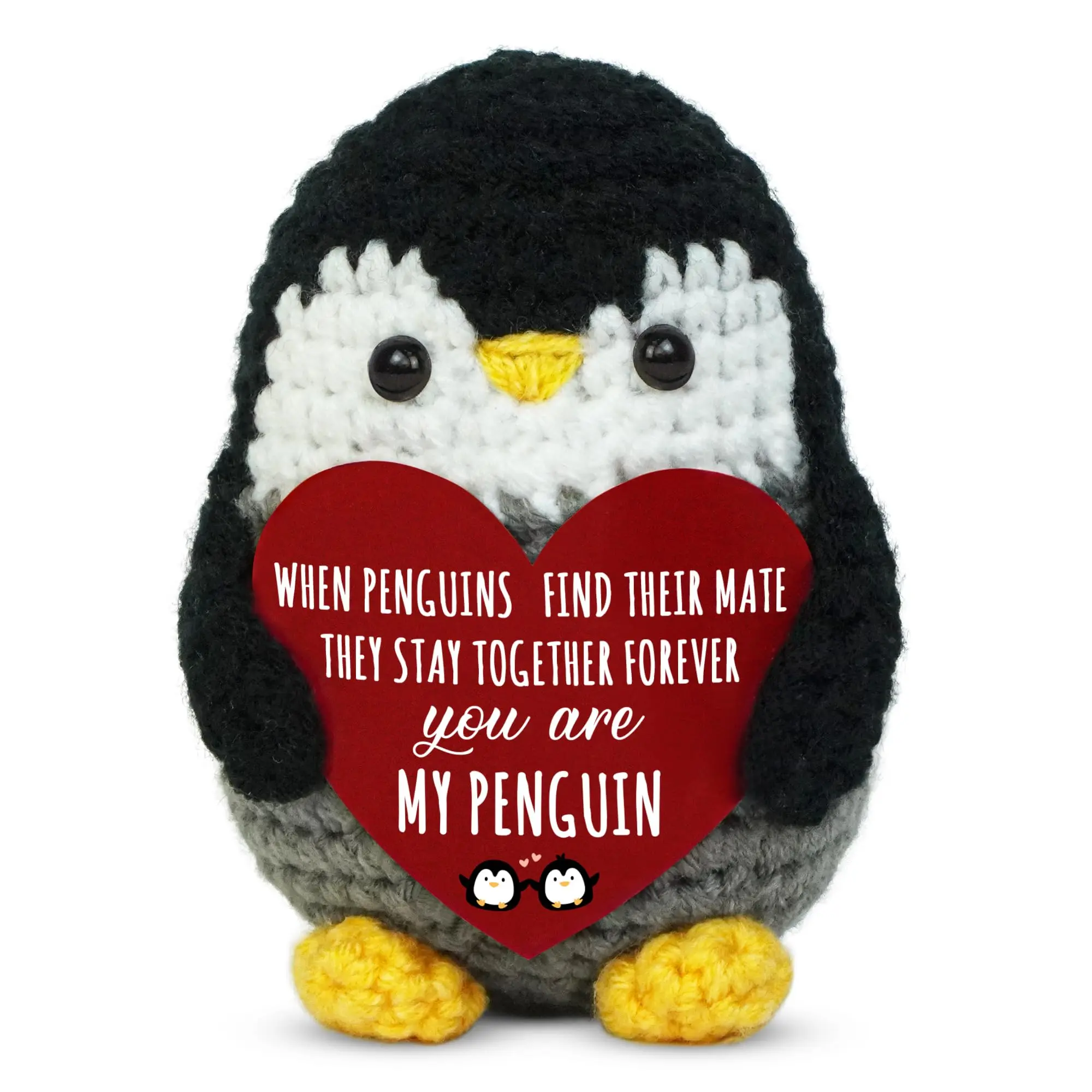 Cute Hand-Knitted Mini Penguin Plush, Emotional Support Stuffed Animal, Soft Stress Relief Toy, Portable Desk Decor, Bag Charm & Keychain, Holiday, Teacher Appreciation Gifts for Women and Men