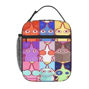 Pikmin Insulated Lunch Bag Reusable Nylon Handbag with Zipper Insulated Pikmin Lunch Box Bag and Pikmin Lunch Tote Ideal Gift for Office Work Picnic and Travel