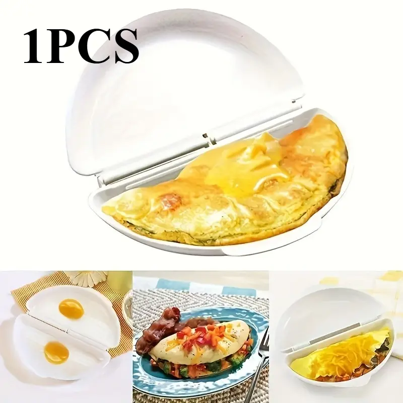 Plastic Microwave Omelet Maker - Non-Stick Kitchen Gadget for Quick Breakfast Egg Cooking - Food-Safe Microwaveable Egg Pan for Omelettes and Scrambled Eggs
