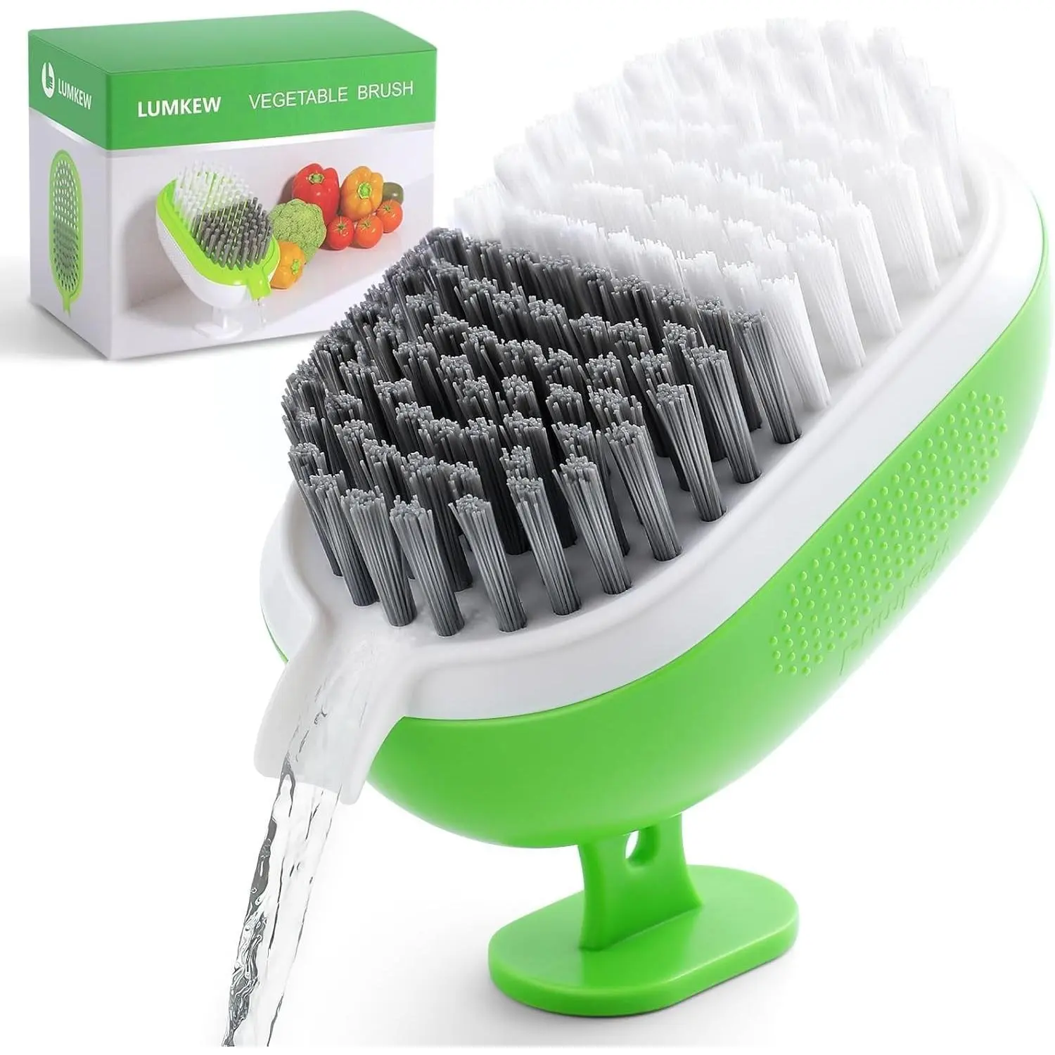 Vegetable Brush Scrubber for Food Drainable Potato Mushroom Scrubber Brushes Veggie Fruit Washing Scrub Cleaner 1Pcs Green