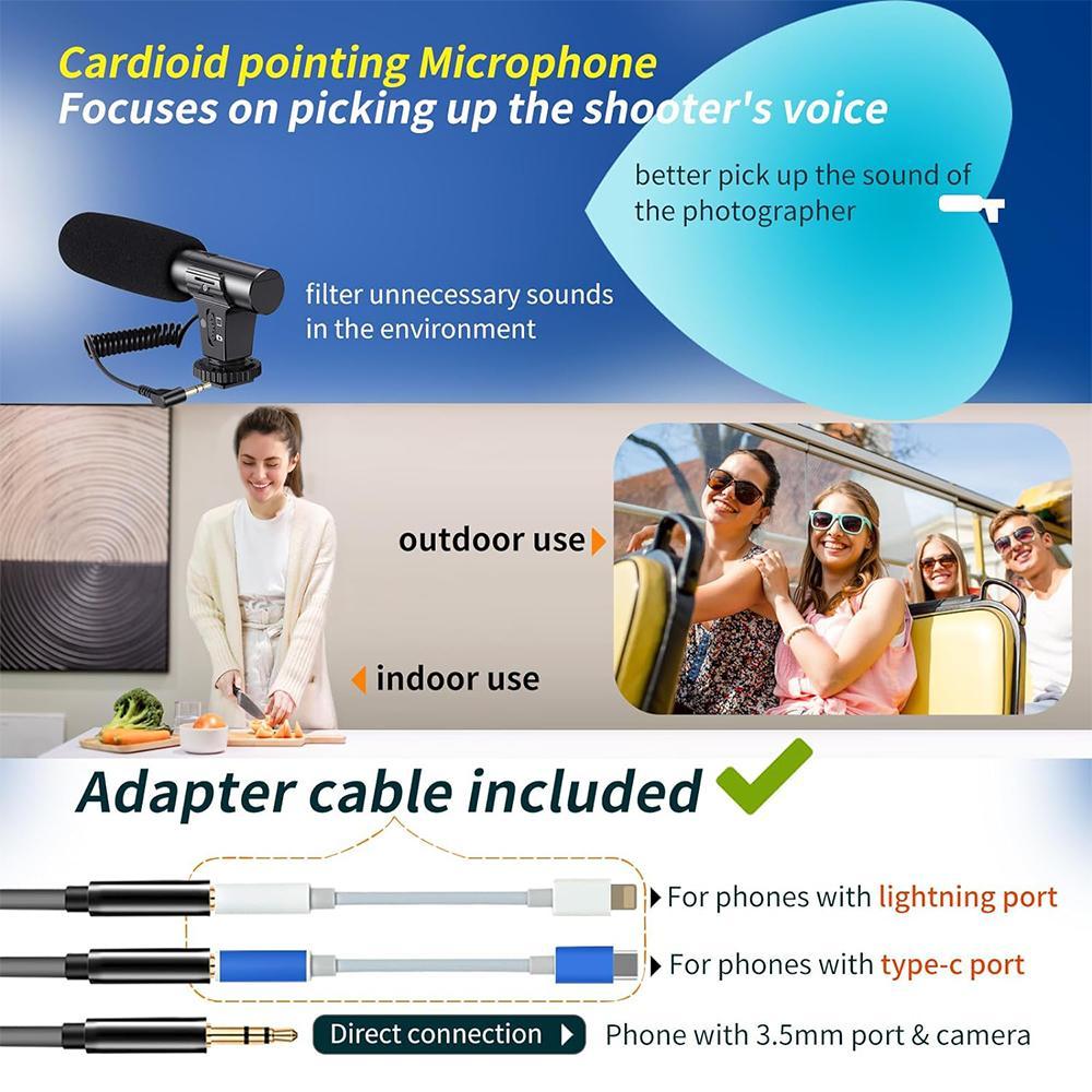 Smartphone Video Kit, Vlogging Kit with Microphone Light Tripod, 50 Inch Extendable Phone Clip Remote Control Compatible with iPhone/Smartphone/Cameras