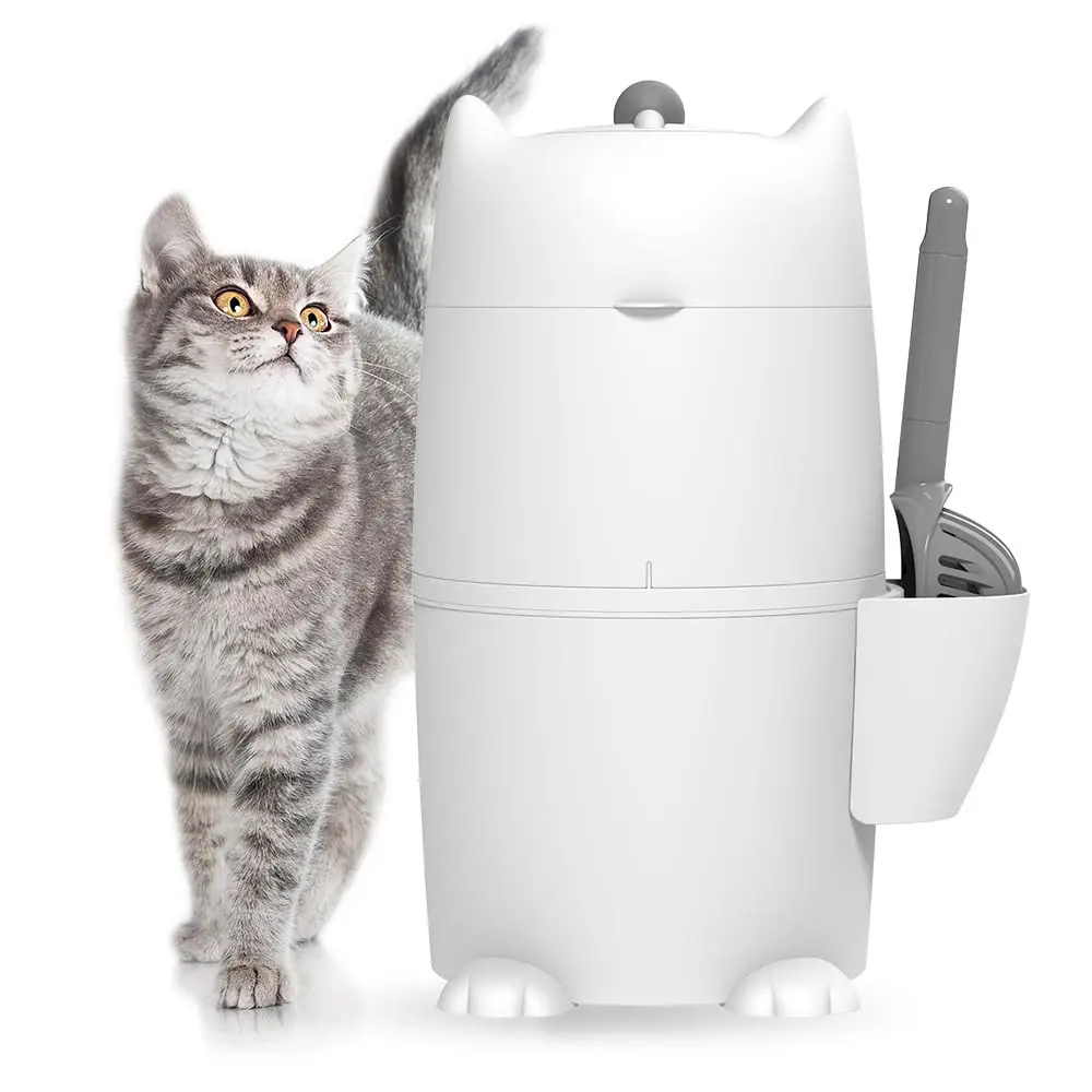 Litter Trash Can for Cat Kitty Twister Plus, Litter Disposal System, No Smell Litter Storage Container with Scooper, 2X Refill Bags and 2X Charcoal Sachets (Standard)