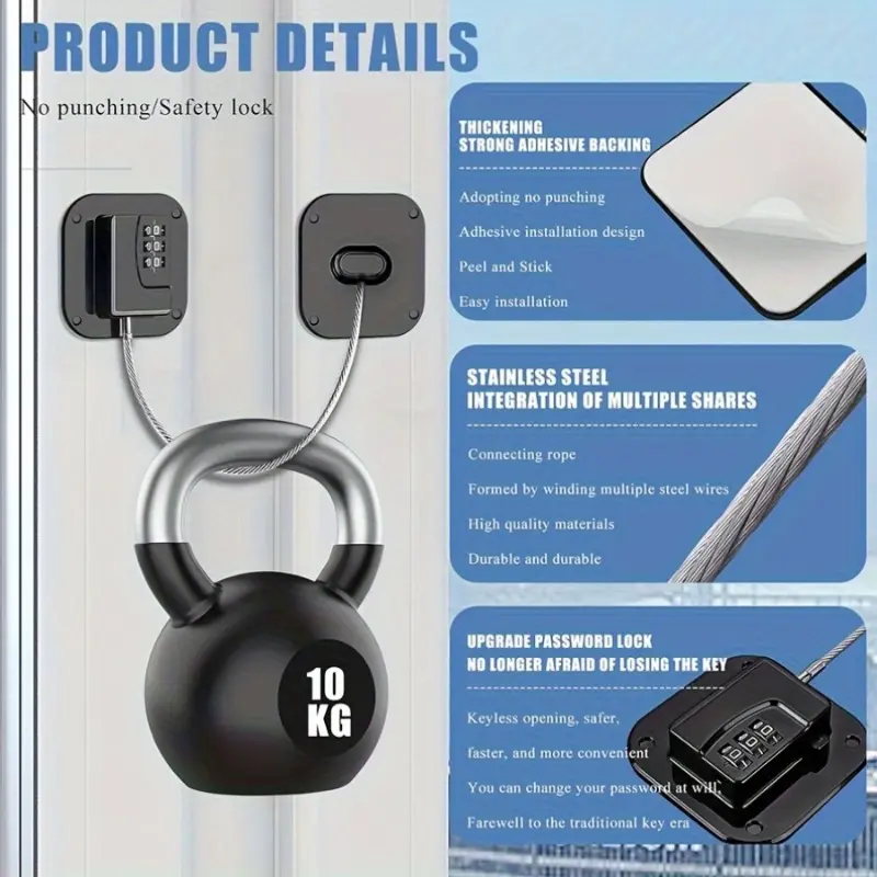 Yitape Mechanical Digital Password Lock, No Drilling, Strong Adhesive, Furniture Safe, Kitchen Refrigerator, Closet Drawer, Sliding Door Security Lock