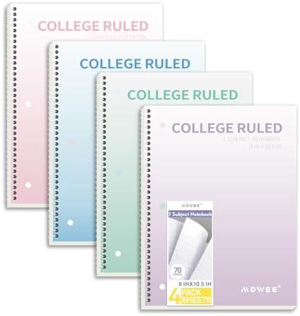 Spiral Notebooks, 3, 1Subject, College Ruled Paper, x 101/2", 70 Sheets per Notebook, Assorted Pastel Colors Spiral Notebooks for School