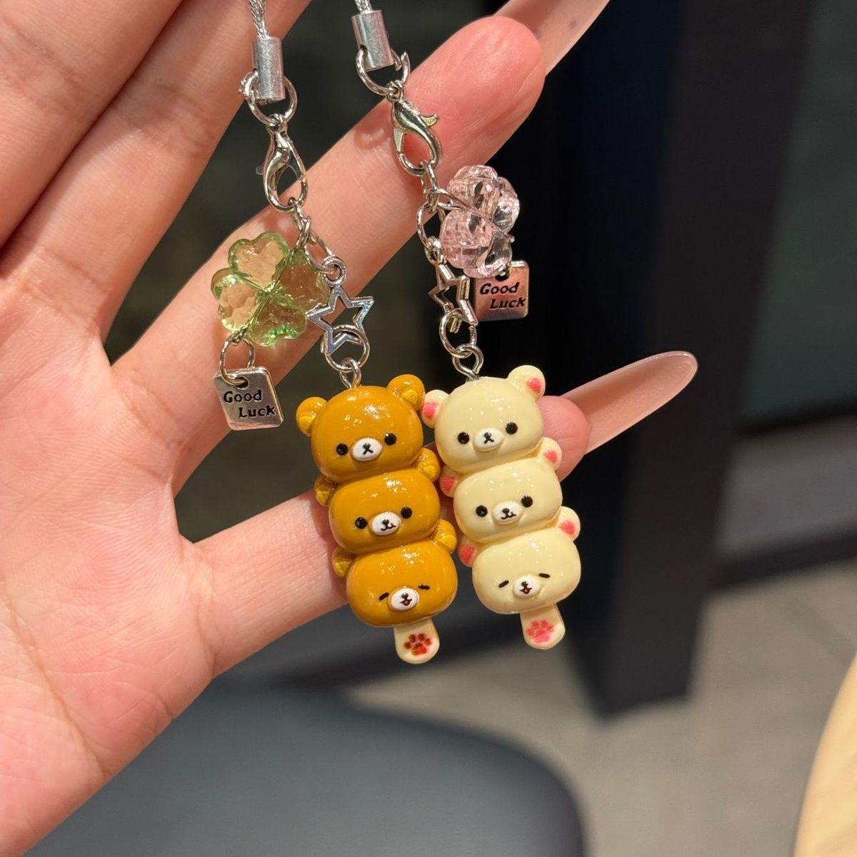 Cute Bear Phone Charms Pendant Kawaii Anime Keychain Accessories For Keys Schoolbag iPhone 17Promax Airpods Korea Y2K Stylish Bear Design