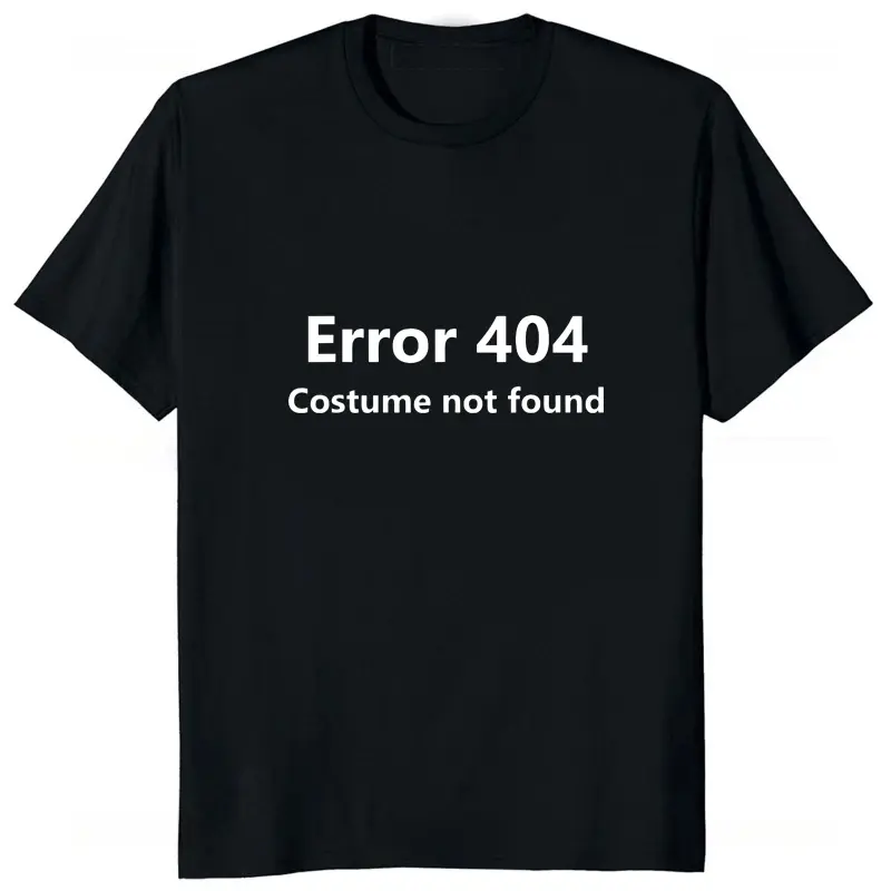 Men's Short-Sleeve Round Neck Casual Funny Quote "Error 404 Costume Not Found" Printed Programmer Java Programming Streetwear Loose Top, Sports & Outdoor Clothing, Shortsleeve, All Over