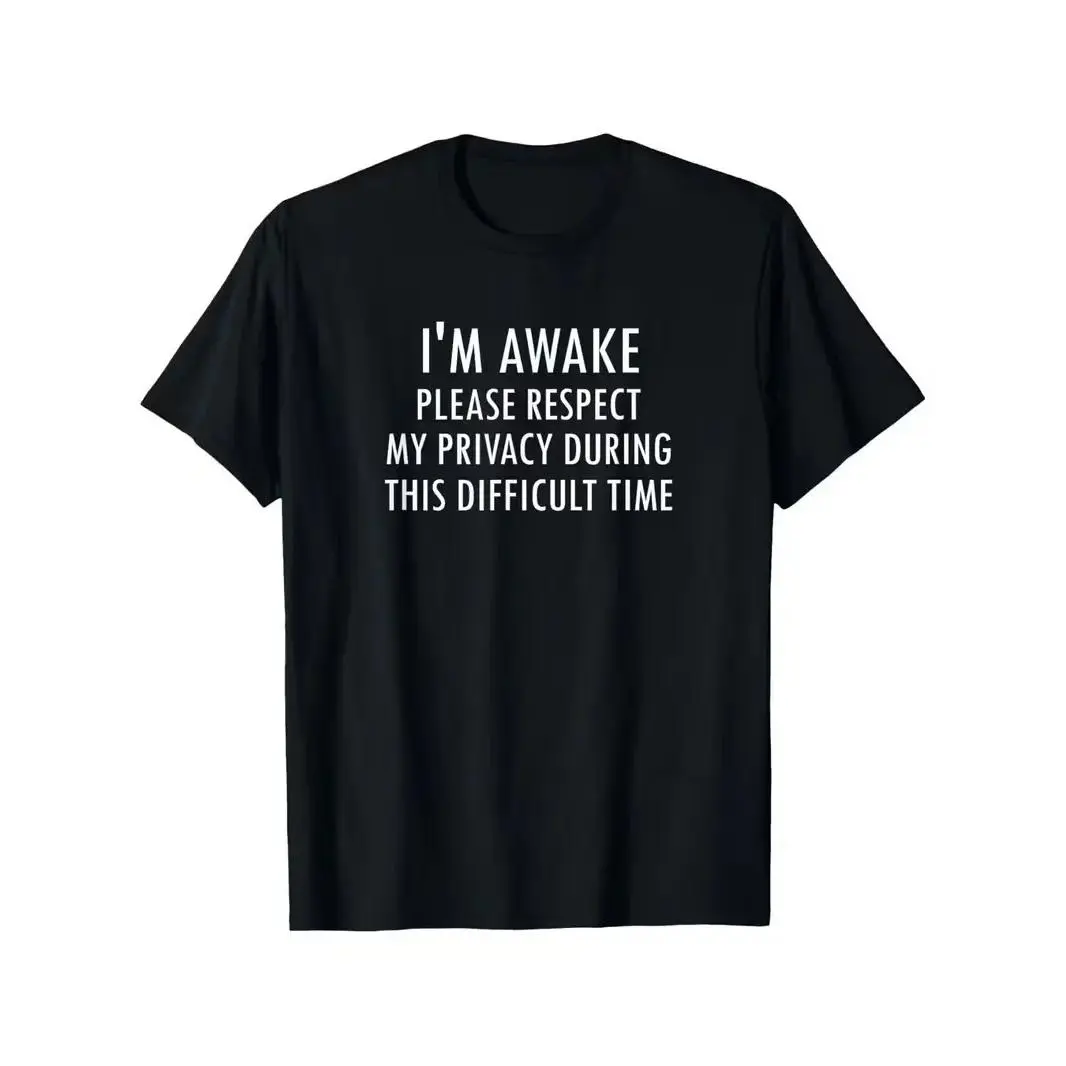 Funny, I'm Awake, Joke Sarcastic Family T-ShirtMen's and Women's Four Seasons Cotton Casual Round Neck Outdoor Personality Short-sleeved T-shirt, Men's Summer Clothes, Mens T Shirt, Slightly Elastic