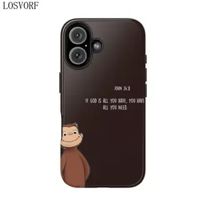 LOSVORF Curious George - Faith & Inspiration Phone Case  Bible Verse John 148 "If God Is All You Have"  Christian Motivational Quote Cover Suitable for IPhone17 16 15 14 13 12 SE Max Pro