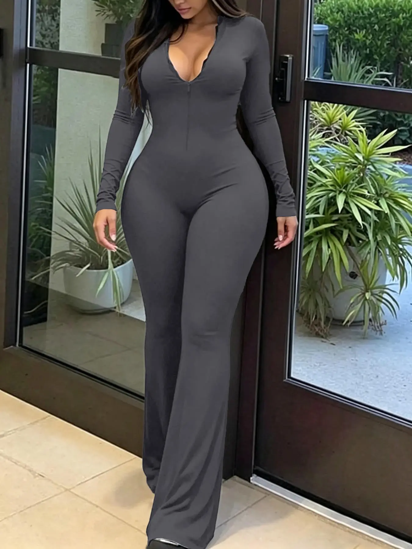 Summer Plain Slim-Fitting Jumpsuit, Overalls, Casual Fashionable Comfortable One-Piece, Perfect for Summer Wear, Trendy Versatile Clothing, Outfit