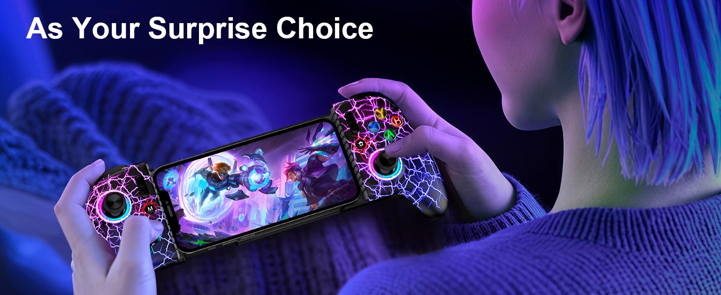 Full-Size Gaming Phone Controller for iPhone 15/16, Android Phone Tablet, Mobile Gamepad with Hall Trigger/Joysticks