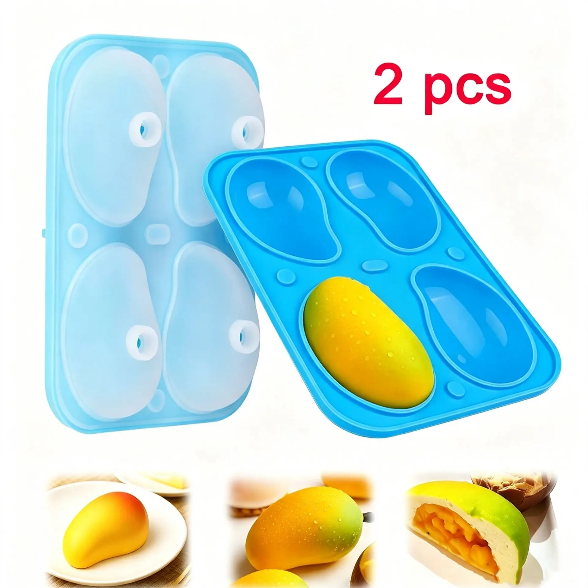 Mango Silicone Mold, 3D Fruit and Pastry Mold, Mango-Shaped Ice Cube Mold, Suitable for Chocolate, Candy, Ice Cream, Pudding, Jelly, Baking, Mousse Cakes, and Other Baking Supplies, Fruit Pudding Baking Tray.Fruit-Shaped Baking Molds, Dessert Molds.