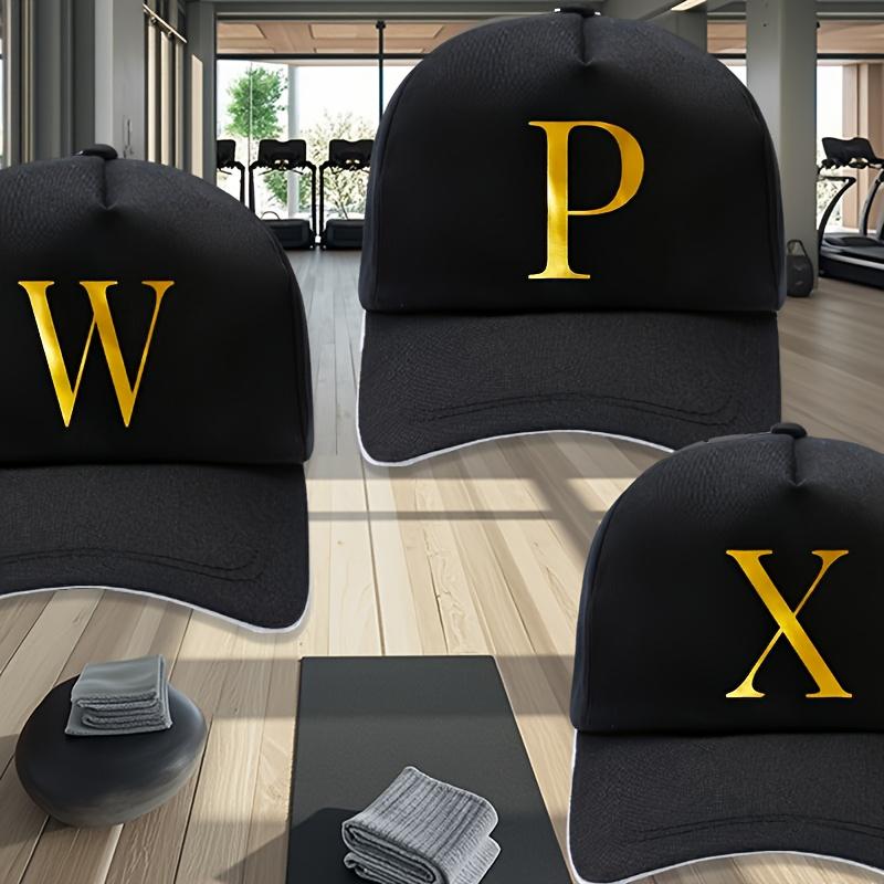 Unisex Polyester Baseball Cap |   Adjustable Size |   Lightweight, Breathable, and Quick-Drying |   Gold Letter Print "A"-"Z" |   Ideal for Outdoor Sports and Travel |   Stylish Hip-Hop Dad Cap, Casual Hat |   Hip-Hop Style Baseball Cap |   Durable Hat