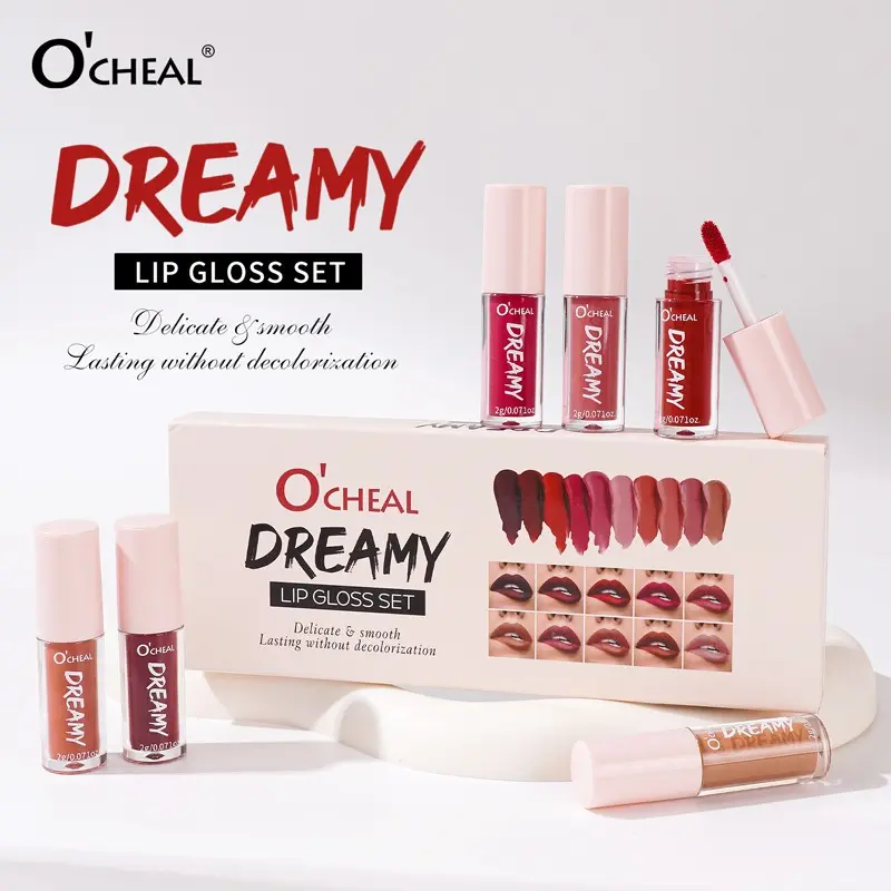 10-Piece Dreamy Lip Gloss Set, European Luxury Matte Velvet Finish, Waterproof Long-Lasting, Ideal for Daily Use, Parties, Dates