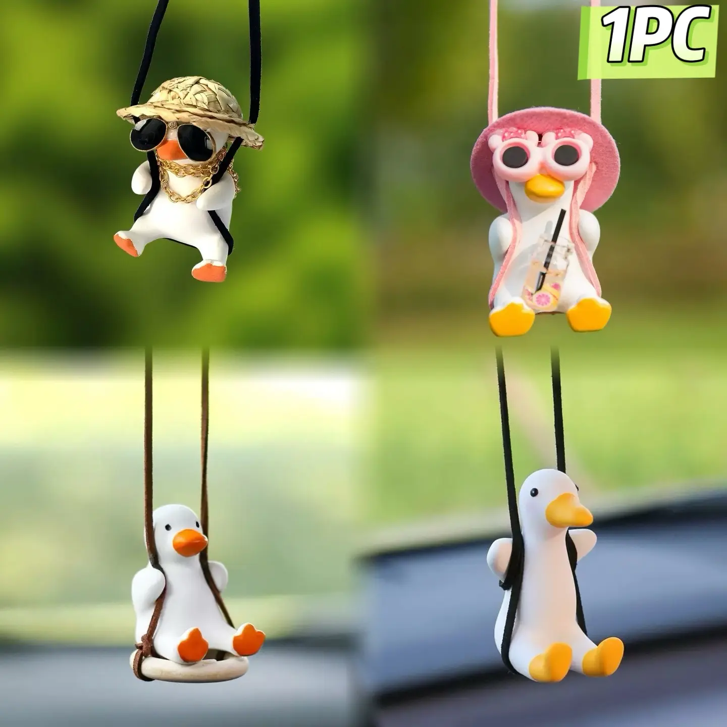 Adorable Wobbly Duck Car Hanging Ornament, Cute Duck Rearview Mirror Decor, Car Interior Gift, Christmas Festival Gift, Car Ornaments