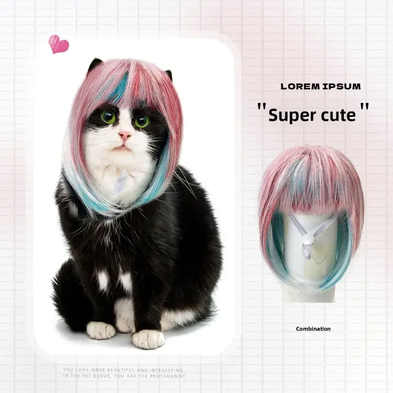 Pet Cosplay Wig for Cats and Dogs, Colorful Long Hair Party Costume Accessory for Fun Photoshoots and Holidays