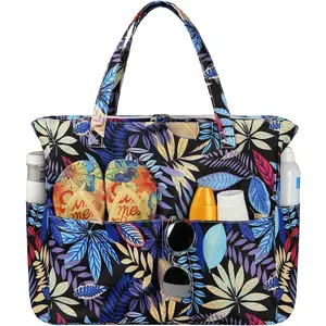 Beach Bags for Women Waterproof Sandproof Women Tote Bag, Large Beach Bag with Zipper for Gym Travel Vocation(Gift)