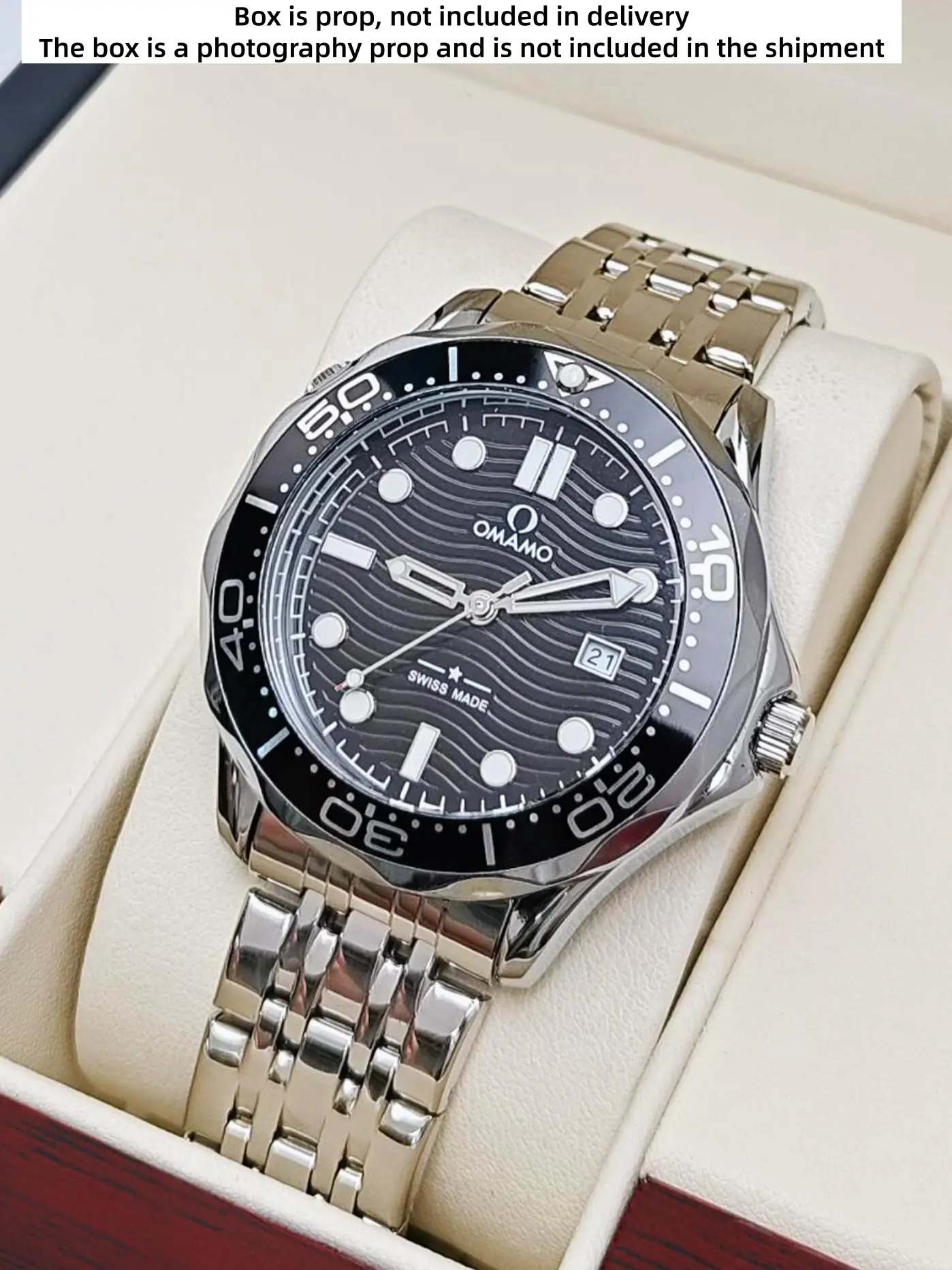 Men's Quartz Wristwatch, Business Fashion Watches, Fashionable Watches, Analog Quartz Watches, Same Style as the Seamaster Series, Casual, Versatile Watch for Male Students, European, American Style, Hollow Design, Butterfly Clasp Stainless Steel Strap
