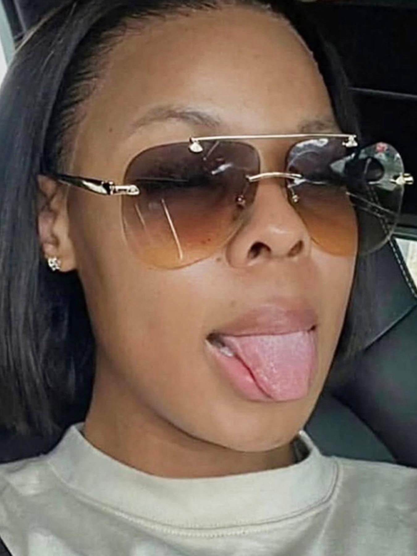 Women's Ombre Tinted Lens Metal Sunglasses, Modern Trendy Sunglasses, Trendy Casual Sunglasses for Everyday Use, Fashion Accessories for Outdoor Activities