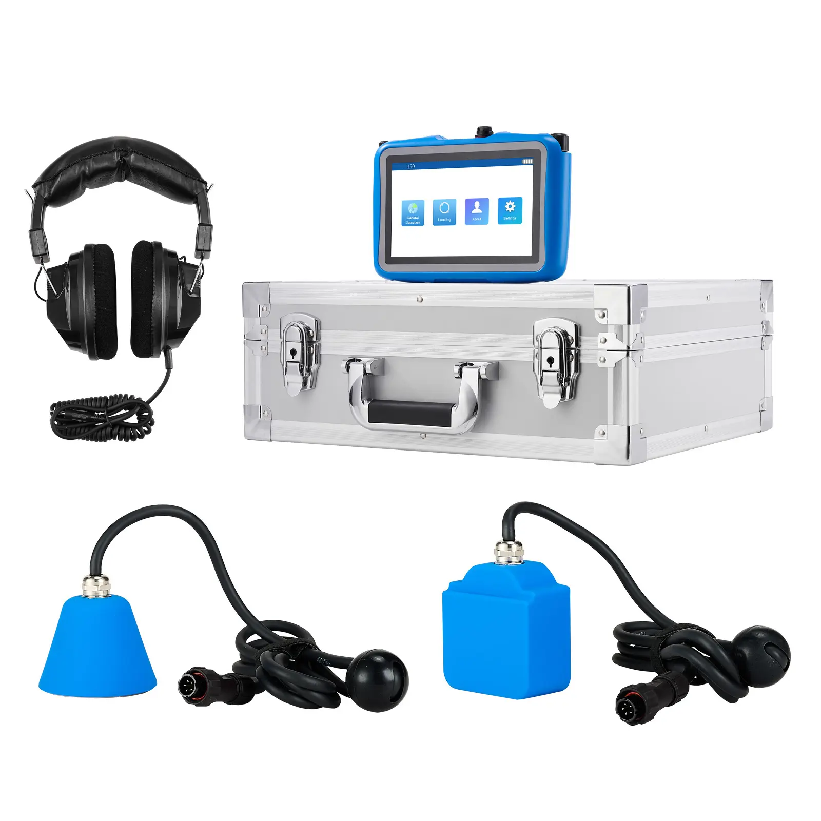 Indoor Pipe Water Leak Detector - 1Hz-10000Hz, 7" Touchscreen Plumbing Locator with Horizontal Sensor, Vertical Sensor, Headphones+SD (8GB), Carry Case for Home Users, Inches