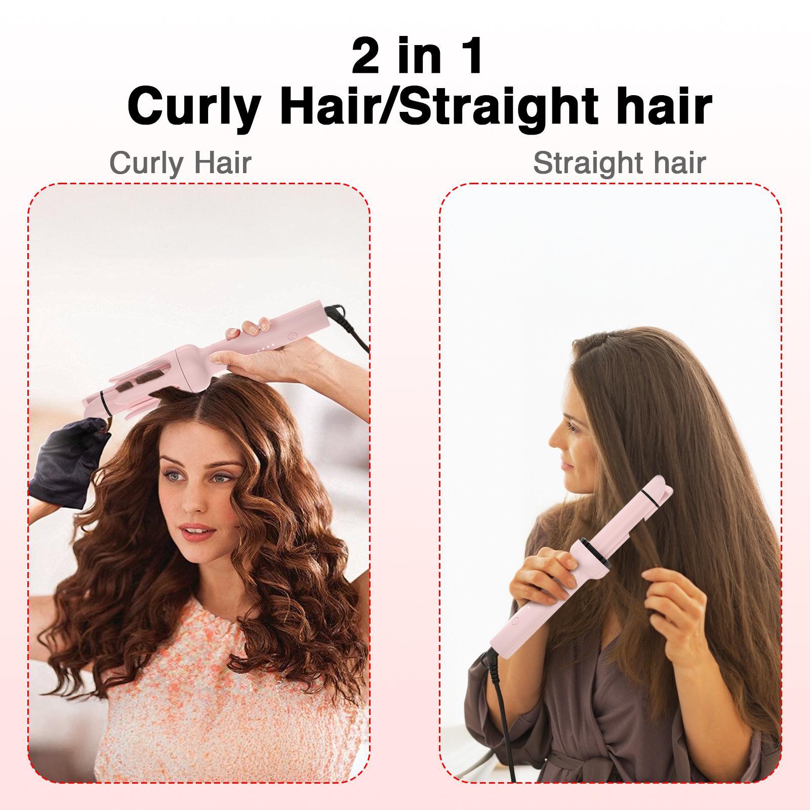 2 in 1 Automatic Curling & Straightening Iron, 1 Count 4 Heat Settings Hair Curler, Fast Heating Hair Styling Tool for Women & Home Use