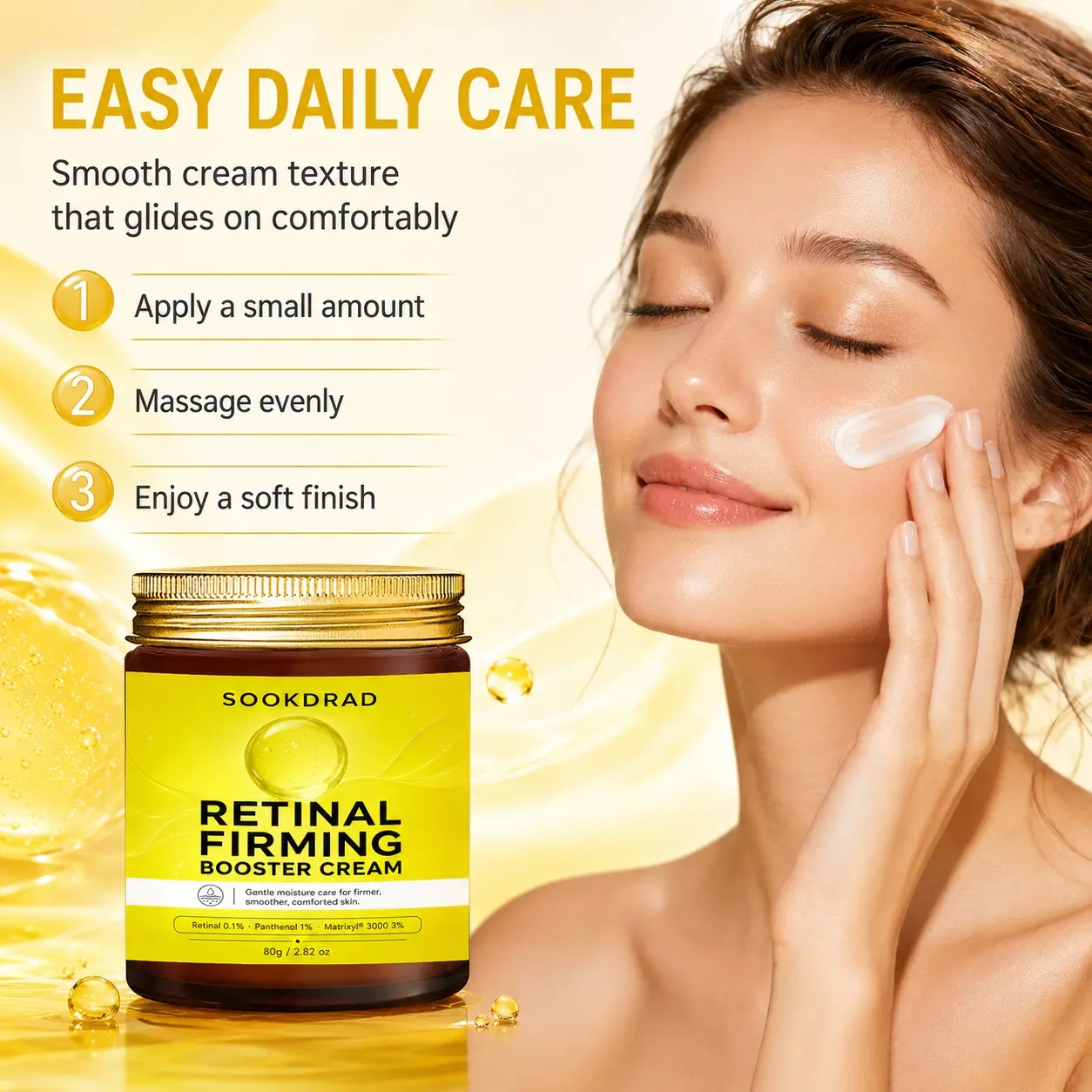 Retinal Firming Booster Cream, with Retinal, Panthenol, Matrixyl 3000, gentle moisturizing care, firmer skin, smoother skin, 80g