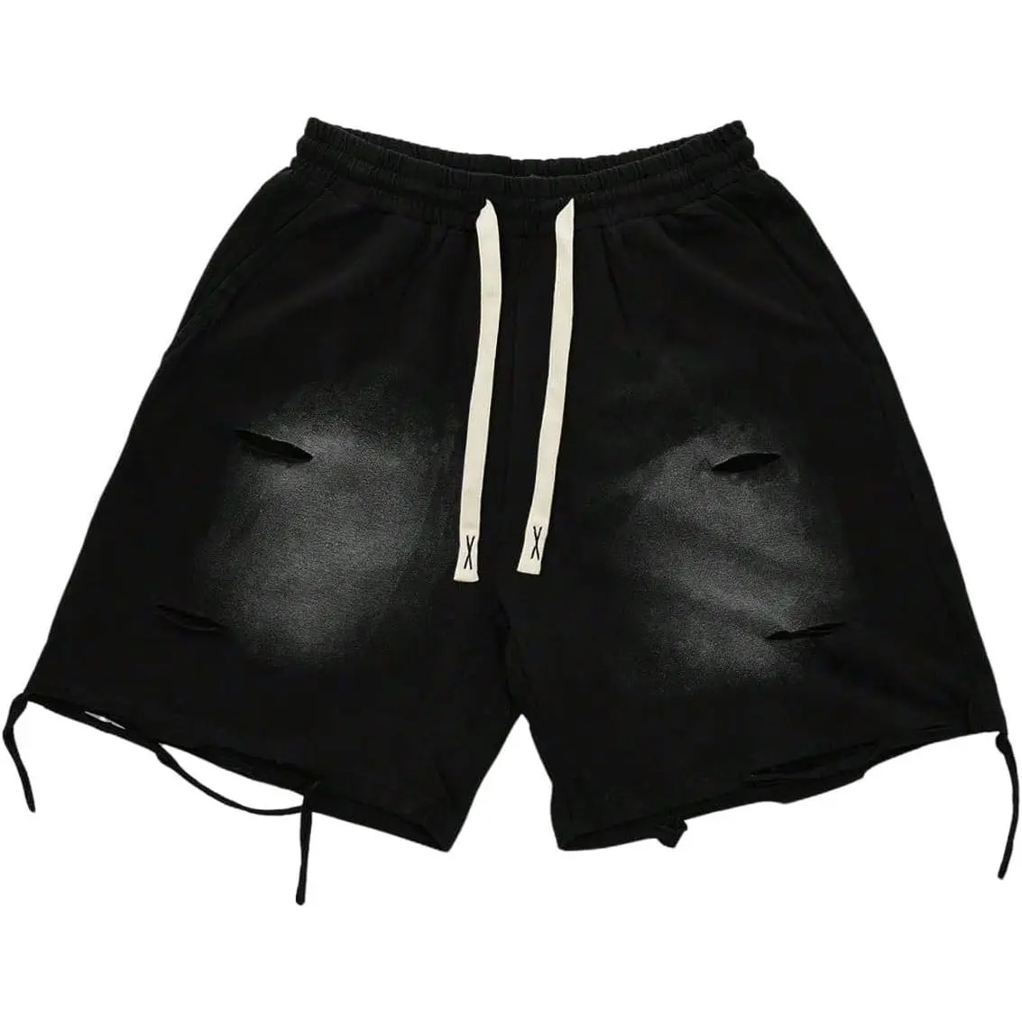 Men's Y2k Shorts Ripped Distressed Jorts Elastic Waist Gothic Grunge Workout Track Shorts Drippy Streetwear
