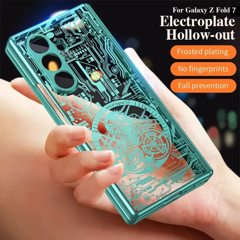 Select a model to order: Electroplated phone case for the Galaxy Z Fold 8 Ultra/7/6, with hinge protection and a front screen protector included