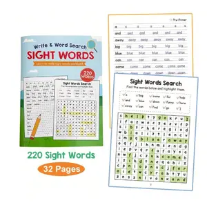 220 Common Words Practice Book for Kids Aged 3+, Includes Answers, Handwriting Exercises, Word Search Games, Preschool and Kindergarten Educational Tools