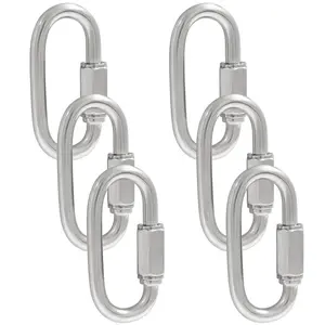 6Pcs Quick Links 3/16 Inch 304 Stainless Steel D Shape Locking Quick Connector M5 Quick Link Chain Heavy Duty Durable Chain Connector 648lbs Capacity