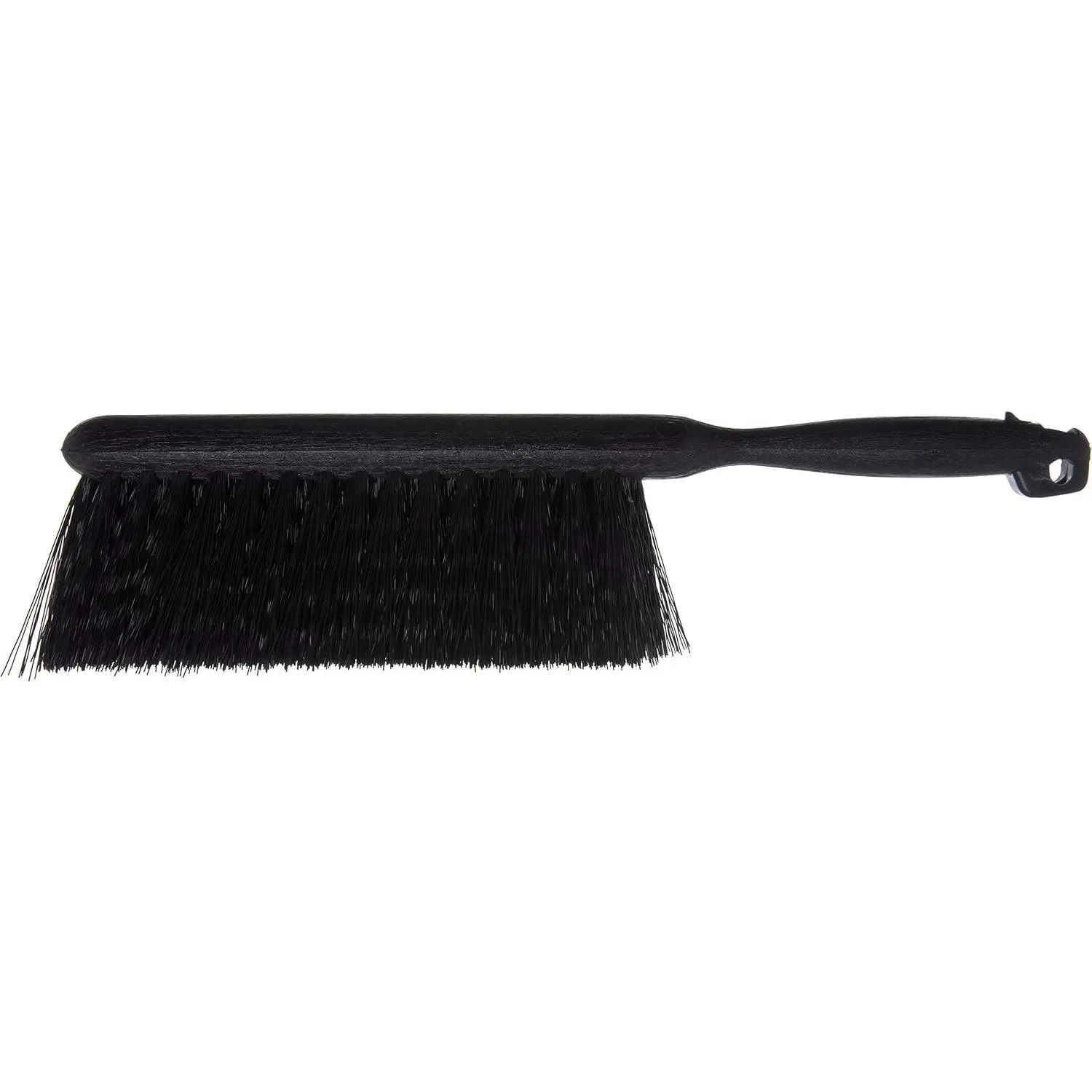 Flo-Pac Bench Brush, Small Counter Broom with Handle for Cleaning Smooth Surfaces, 8", Black