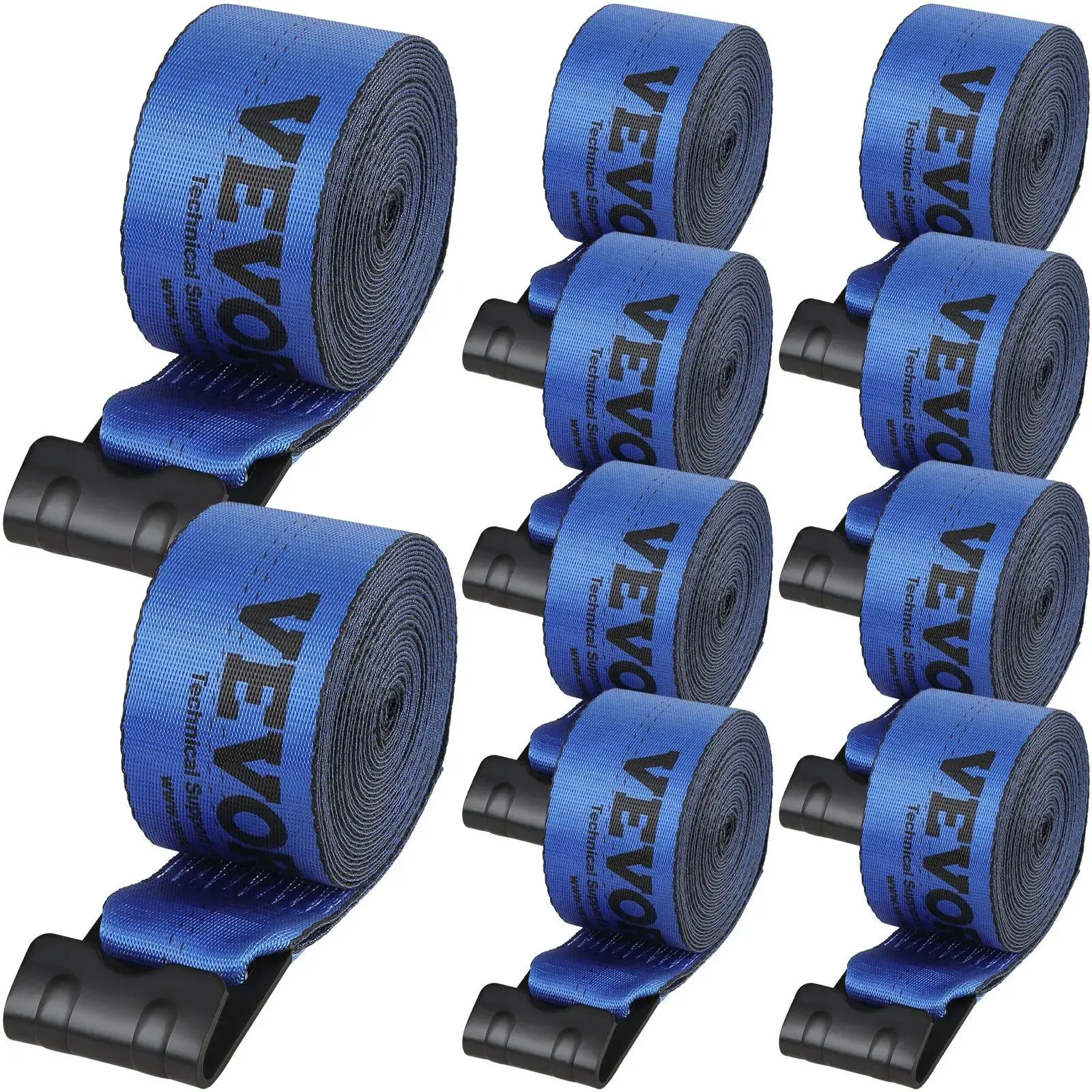 VEVOR 10-Pack 4"x30' Polyester Webbing Ratcheting Straps, Durable Tie Downs with Flat Hooks, 6000 lbs Load Capacity, 18000 lbs High Strength Breaking Capacity, Cargo Hauling Towing Flatbed Truck Trailer Accessories, Lifetime Performance & Reliability