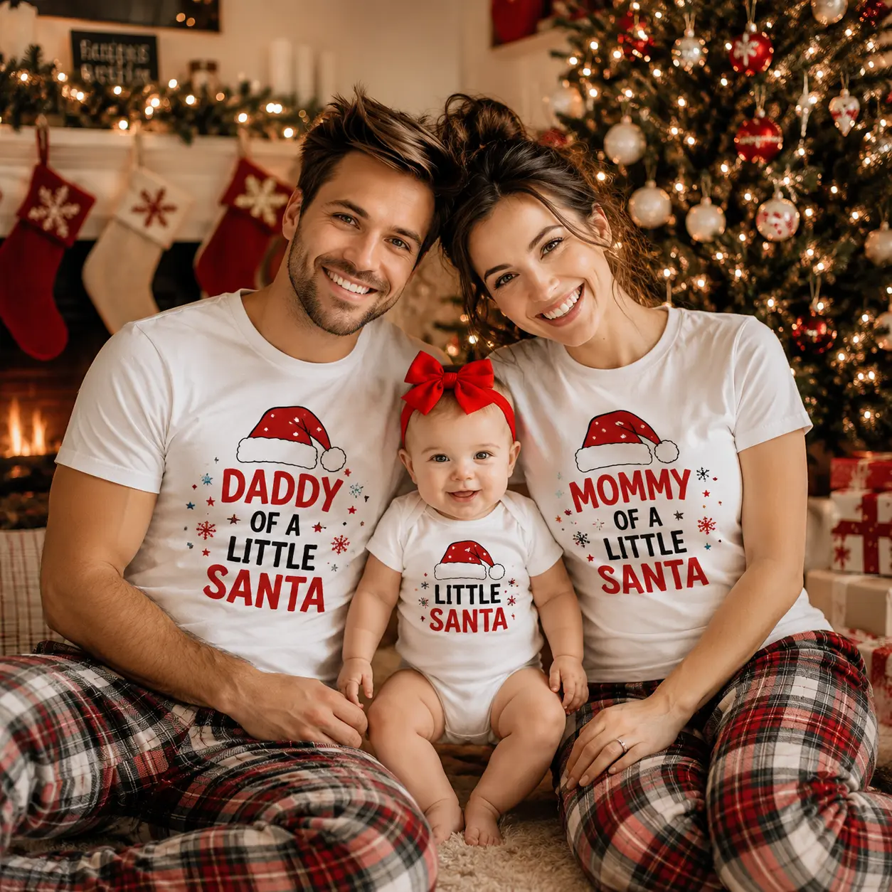 Sold Individually Matching Family Outfits Santa Christmas Baby Onesie Baby Bodysuit Toddler Romper Infant Onesie Cute Holiday Clothing for Kids
