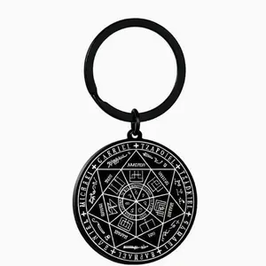 Seal of Seven Archangels Stainless Steel Keychain, Sacred Geometry Spiritual Protection Amulet Charm, Unisex Spiritual Jewelry Gift