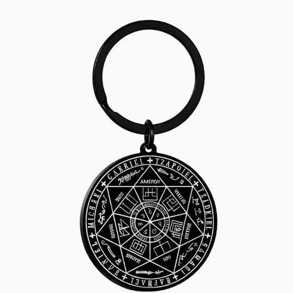 Seal of Seven Archangels Stainless Steel Keychain, Sacred Geometry Spiritual Protection Amulet Charm, Unisex Spiritual Jewelry Gift