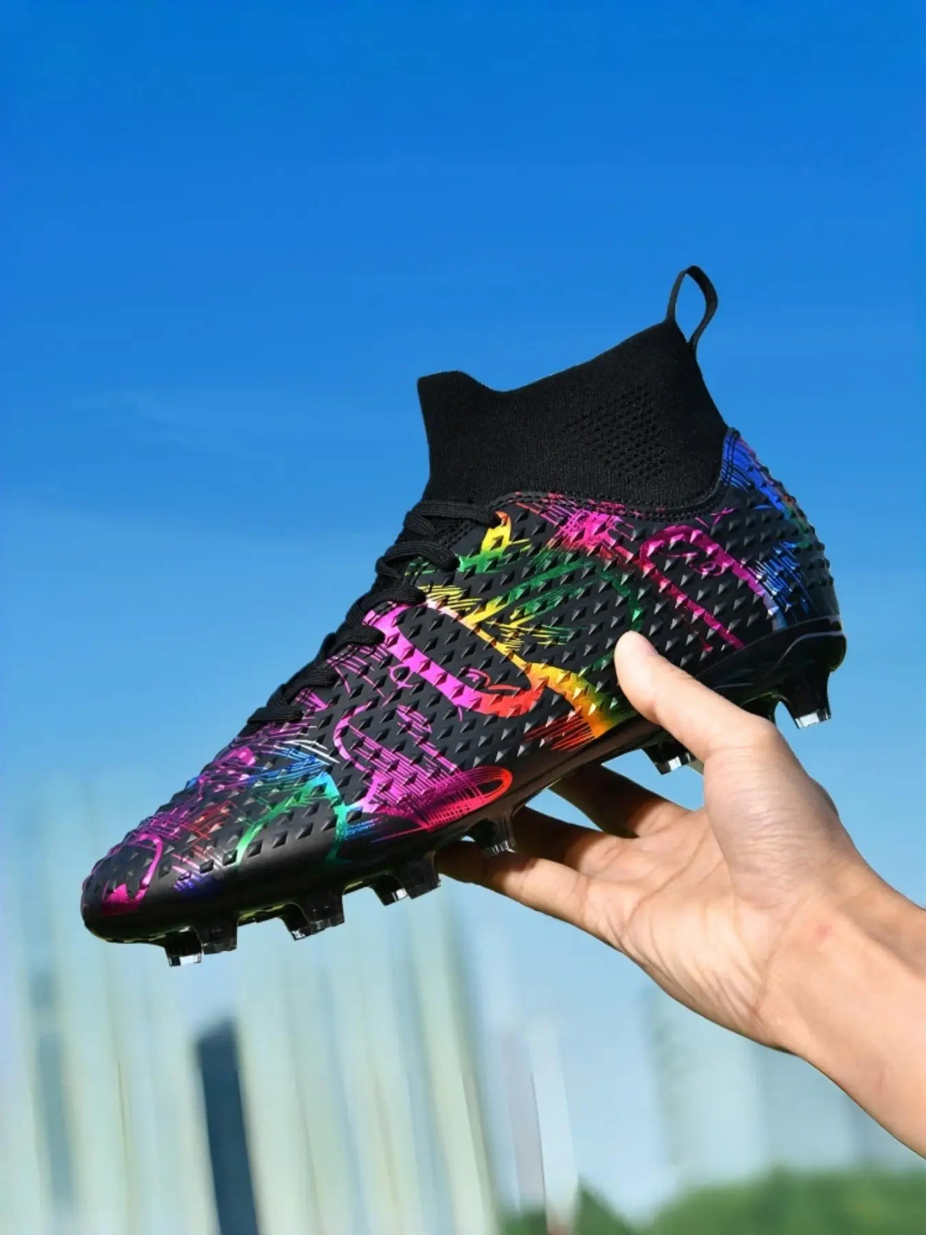 Men's Professional Soccer Cleats, High-Top Long Studs, Comfortable Jiameng Leather, Anti-Slip Tpu Sole, Modern Sporty Design