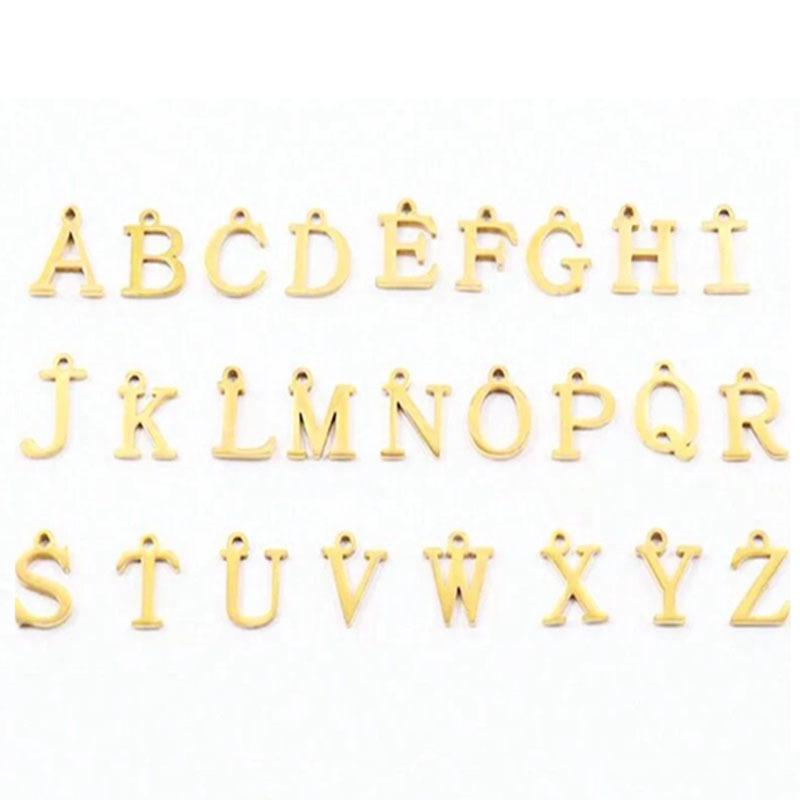 Stainless Steel Initial Letter Heart Toggle Bracelet Gold Plated 26 Alphabet Charm Bracelet for Women Daily Jewelry