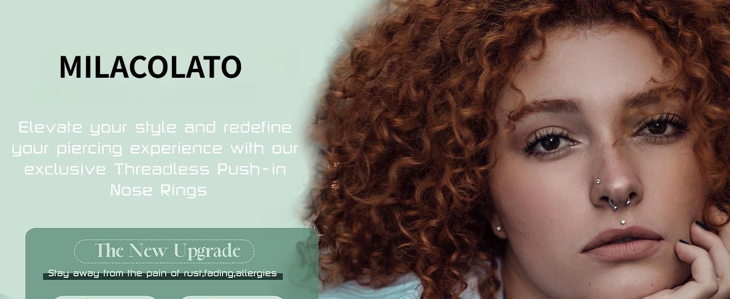 Milacolato 14K Plated GoldThreadless Nose Studs CZ Nose Rings for Women Men 316L Surgical Steel Labret Studs Lip Rings Push in Flat Back Stud Earrings CZ Nose Nostril Tragus Helix Piercing Jewelry Hypoallergenic 20G 18G 16G