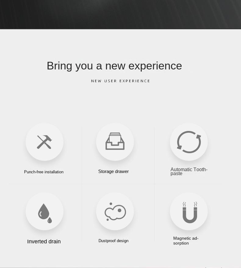 Creative toothbrush shelf, no punching, mouthwash, brushing cup, wall-mounted bathroom storage, automatic toothpaste squeezer toothbrush sterilizer