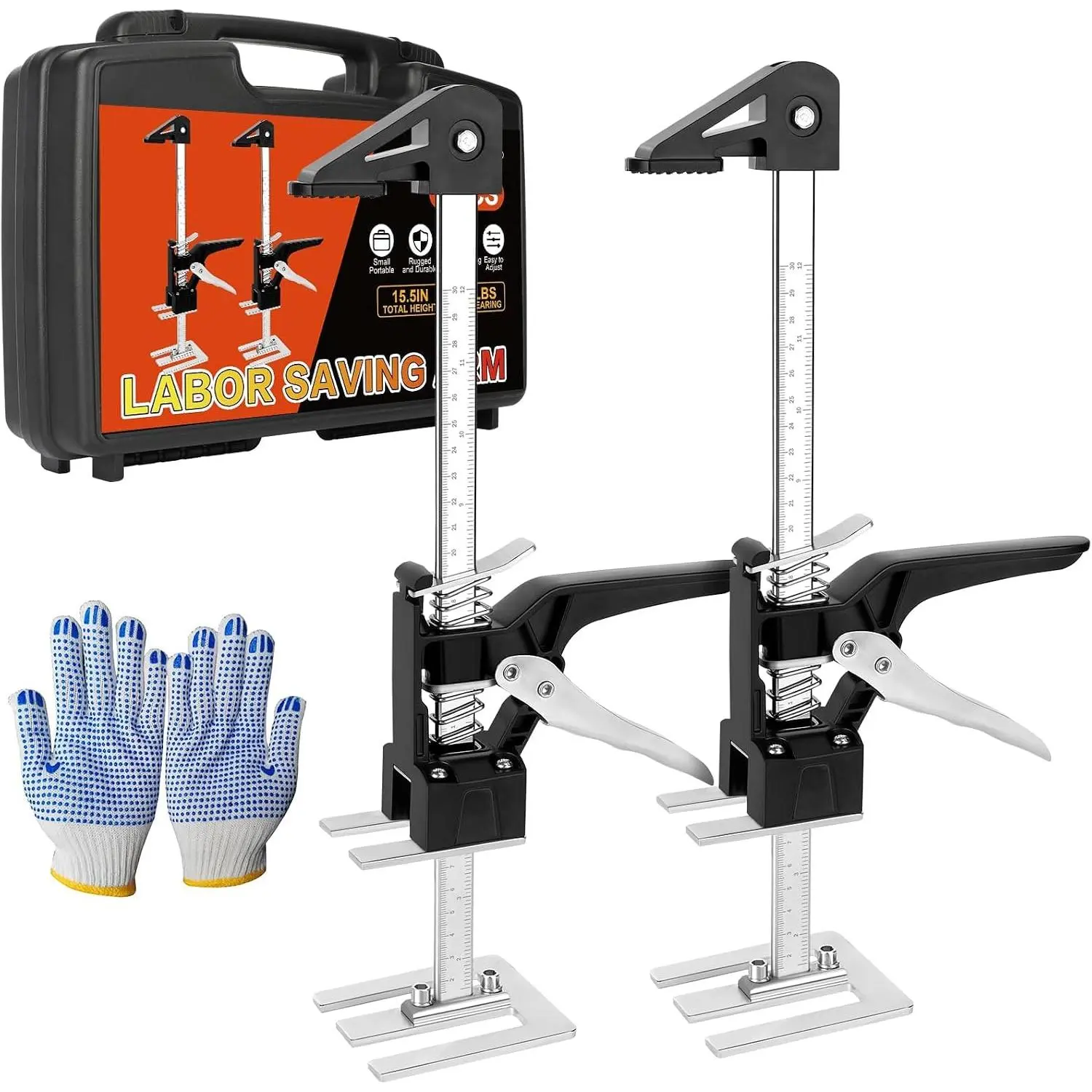 Labor Saving Arm Lift 2 Pack, 15.5 Inch Multi-Function Height Adjustment Lifting Device, 440LBS Furniture Lifter for Installing Cabinets, Windows, Doors, Furniture