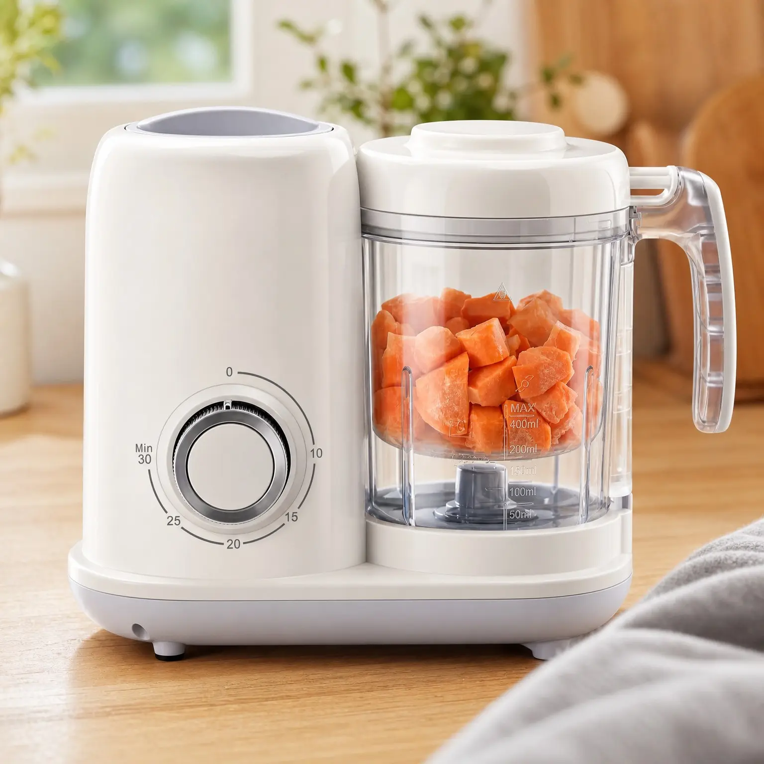 4 in 1 Baby Food Maker Steamer & Puree Blender, Multifunctional Baby Food Processor, Dishwasher Safe, White(Gift)