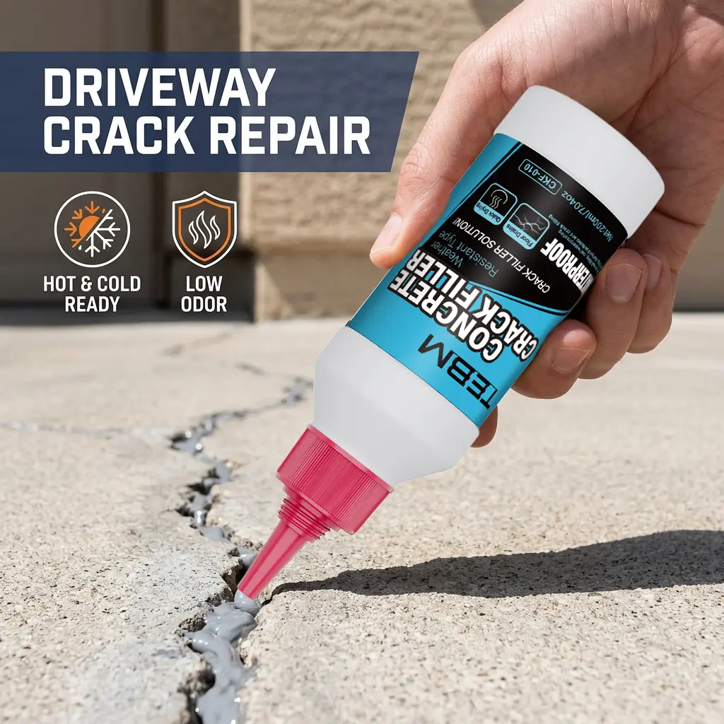 Tebm 1pc 200ML Concrete Crack Repair Sealant, Waterproof Adhesive for Driveway, Garage, Basement, Floor, Wall, Foundation