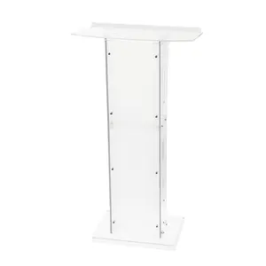 Acrylic Podium,Clear Acrylic Stand, Wide Reading Surface, Storage Shelf, Floor-Standing Pulpit