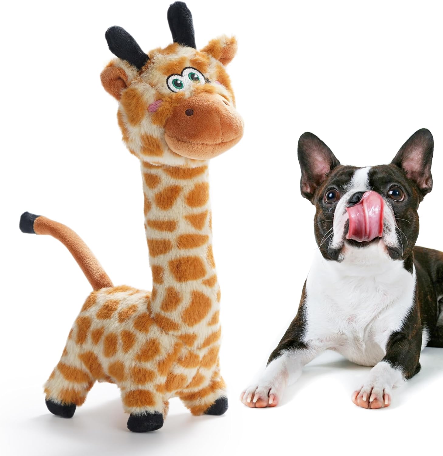 Twistable Giraffe Stuffedless Dog Toy for Small Medium Breed, Christmas gift, Plush Chew Toy with Crinkle Paper and Soft Fabric