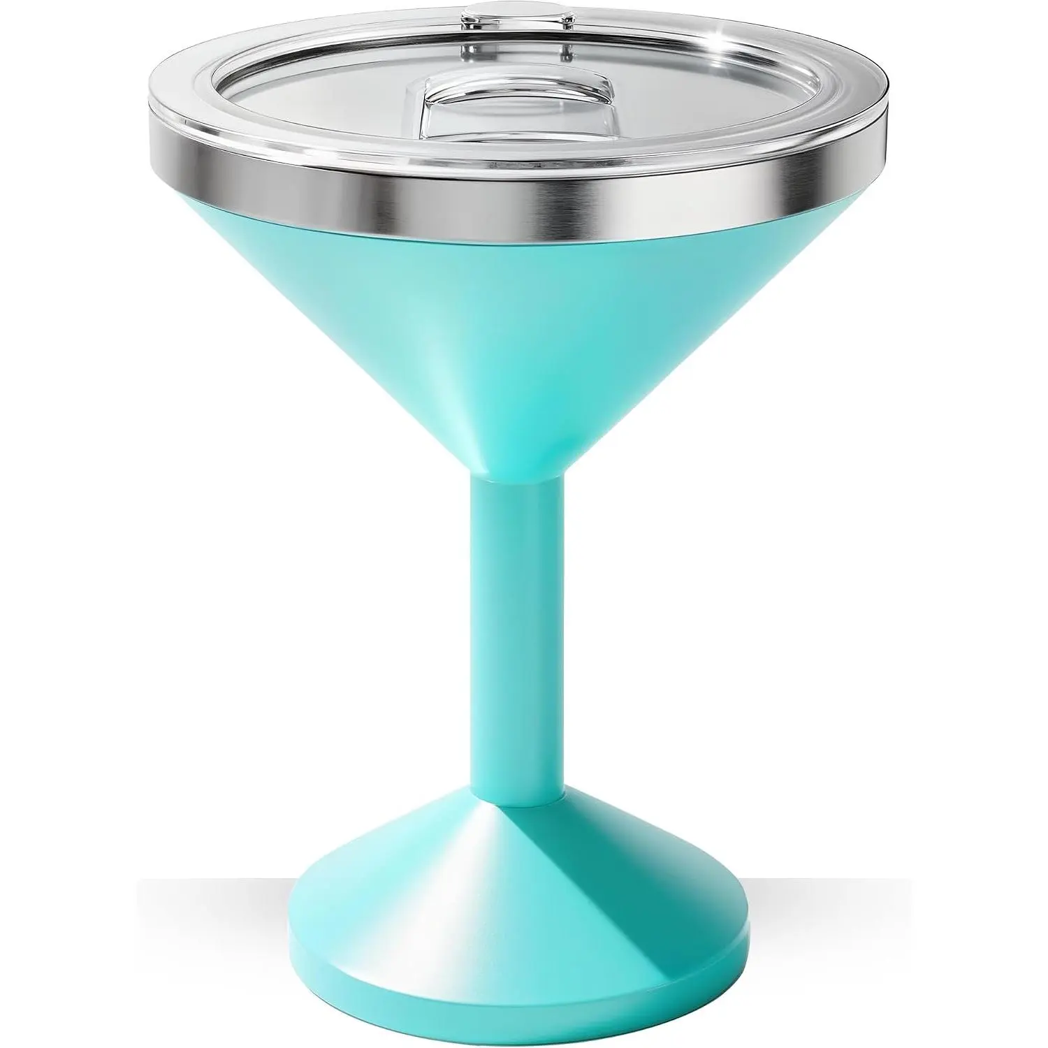 13oz Stainless Steel Martini Glass with Lid, Insulated Double Wall Margarita Tumbler, Unbreakable Metal and Non-slip Base  Glass for Outdoor, Poolside, Beach, Patio Parties