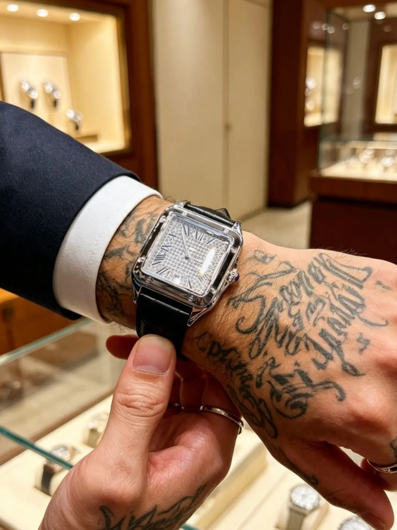 New Santos Tank Men's Square Roman Numeral Quartz Watch, Luxury Classic Style, Waterproof Business Dress Watch, Date Display, Elegant Watch for Gentlemen