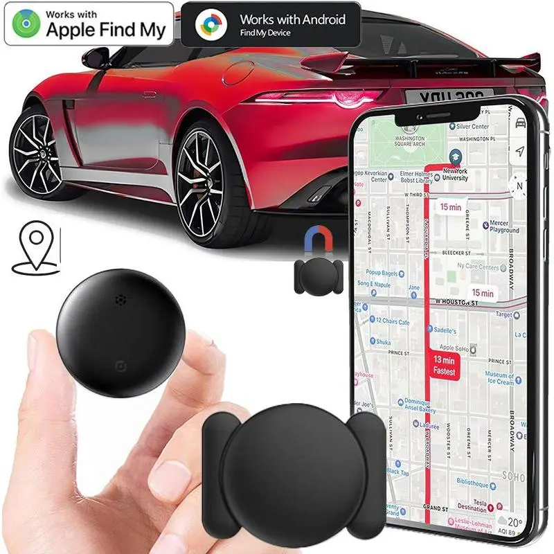 Tracking Devices for Cars Hidden, No Monthly Fee Mini GPS Tracker for Vehicles, Works with Apple Find My (iOS Only), Undetectable Anti-Lost Locator for Car, Wallet, Luggage & Pets